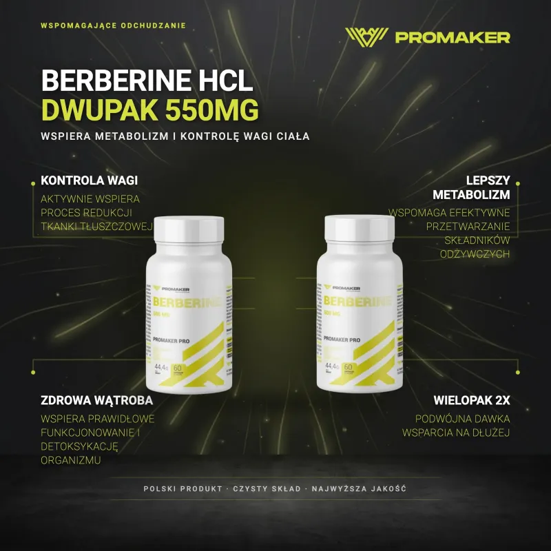Wielopak 2x Promaker Berberine HCL 550mg 60kaps – key benefits and clean formula